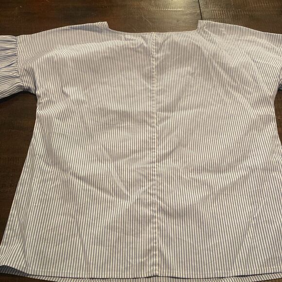 Ann Taylor Blue and White Striped Blouse - Picture 6 of 7